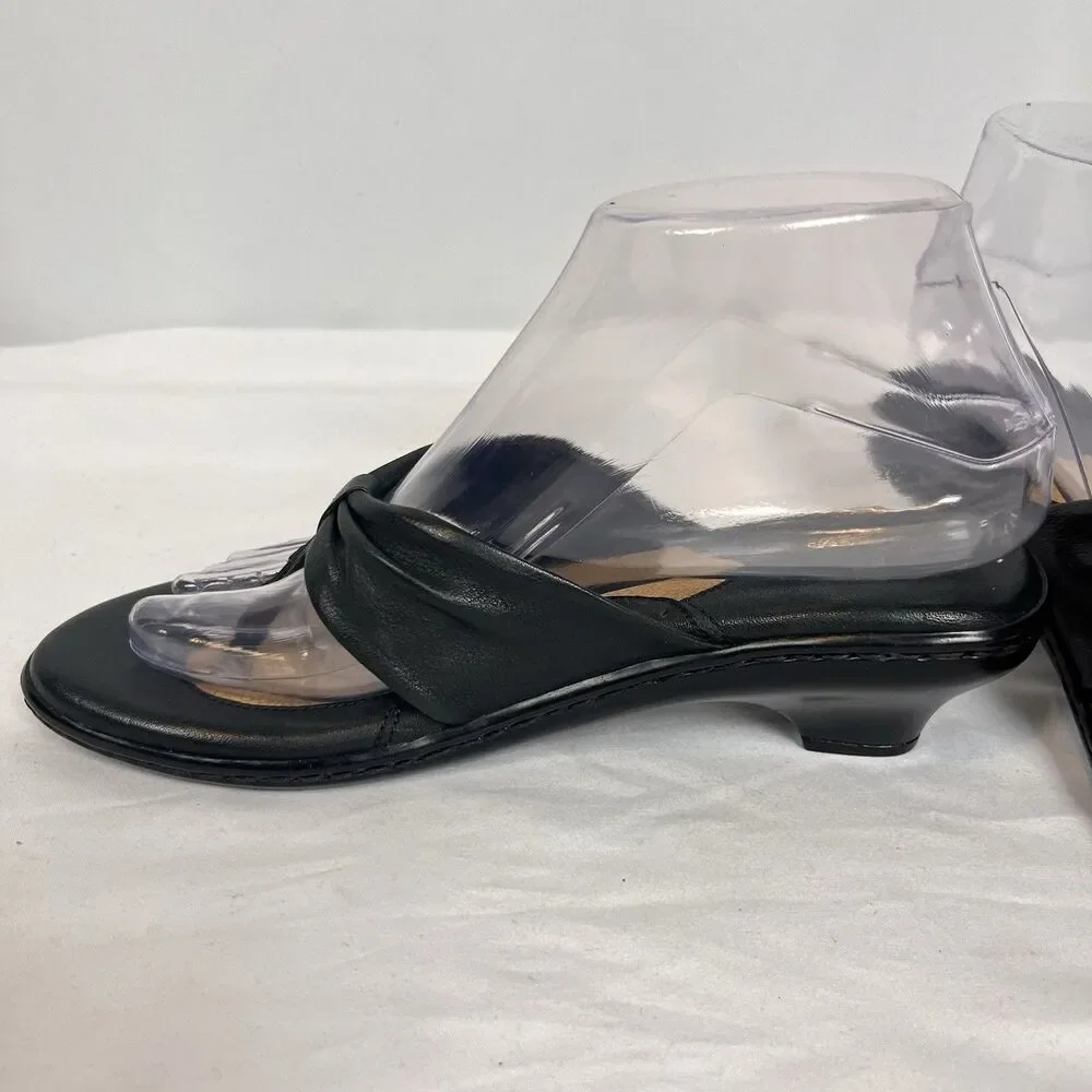 Born Børn Black Leather Thong Sandals Size 7 Comfort Boho Minimalist Chic